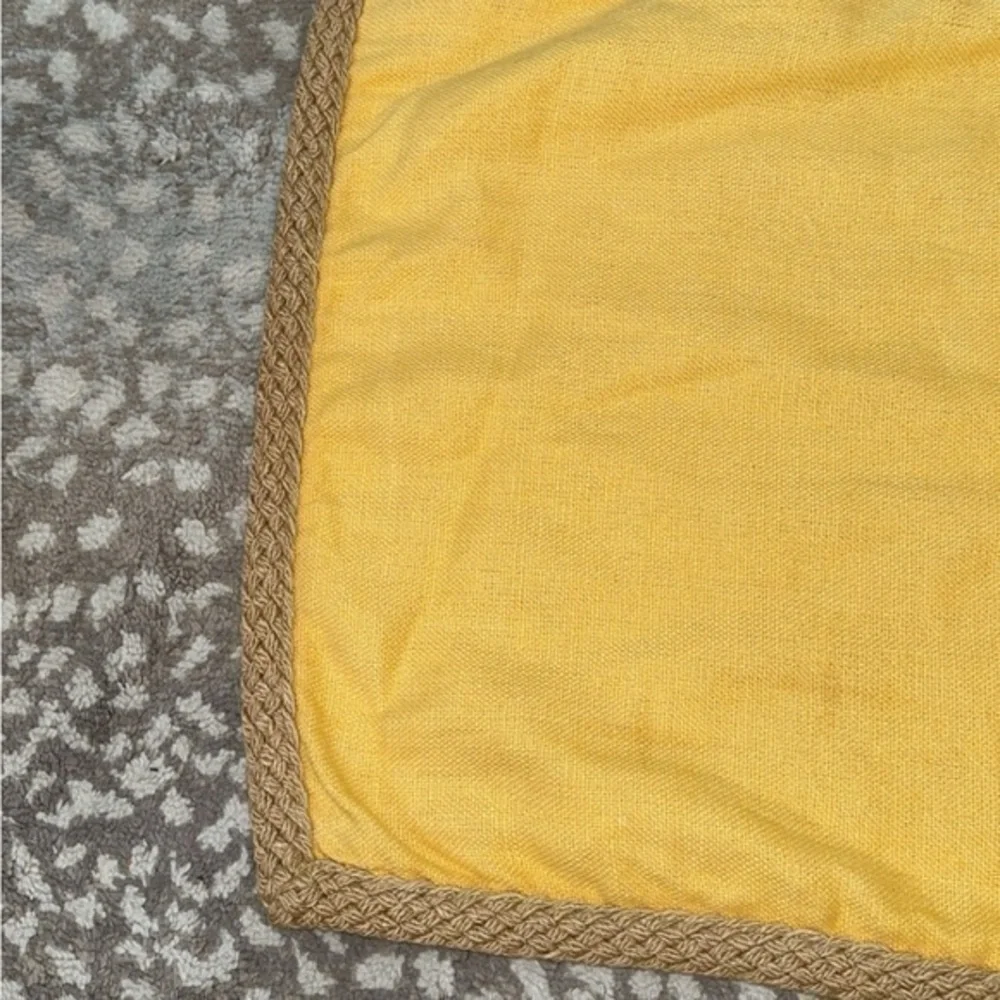 Pottery Barn Sunflower Yellow 100% Linen Braided Trim Pillow Cover‎ 16 x 26